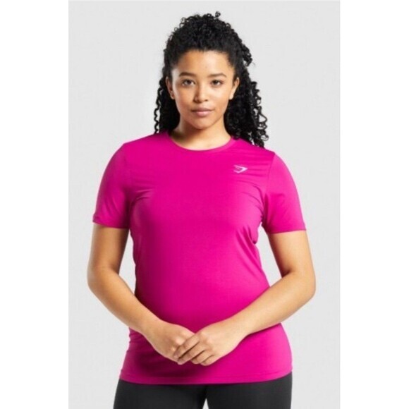 Gymshark Activewear Shirt Womens S Fuchsia Short Sleeve Lightweight Athletic Gym - Picture 1 of 13
